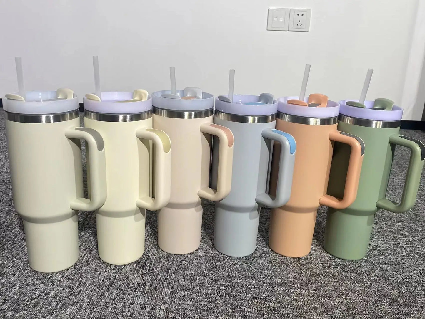 6pack US Warehouse NEW 40oz Stainless Steel Double Wall Keep Cold For A Long Time With Handle Wholesale Bluk Tumbler