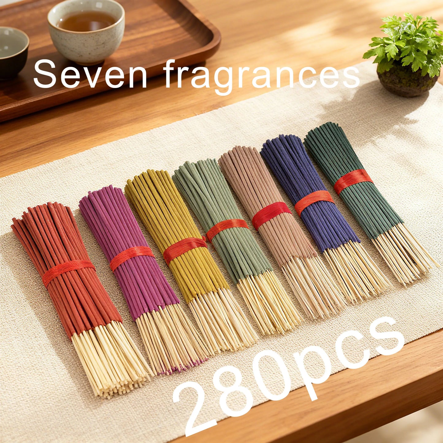 14 Sets of 280 Incense Sticks, Lavender, Milky Fragrance, Jasmine, Rose, Sandalwood, White Sage and Dragon's Blood Scents, Suitable for Home, Office, Yoga, Meditation, after Meals, Reading, Music, Long-Lasting Fragrance