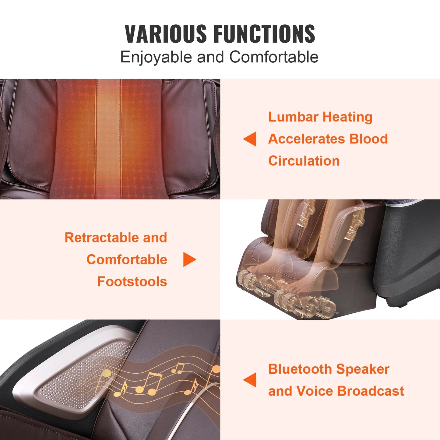 SucceBuy Massage Chair Full Body Zero Gravity Recliner with Multi Auto Modes 3D Shiatsu Heating Bluetooth Speaker Foot Roller
