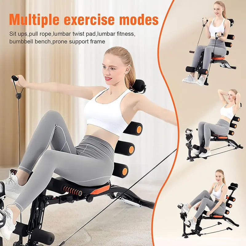 Foldable abdominal exercise bench，Adjustable sit-up machine with leg locking device Home gym core trainer, for training abdomina