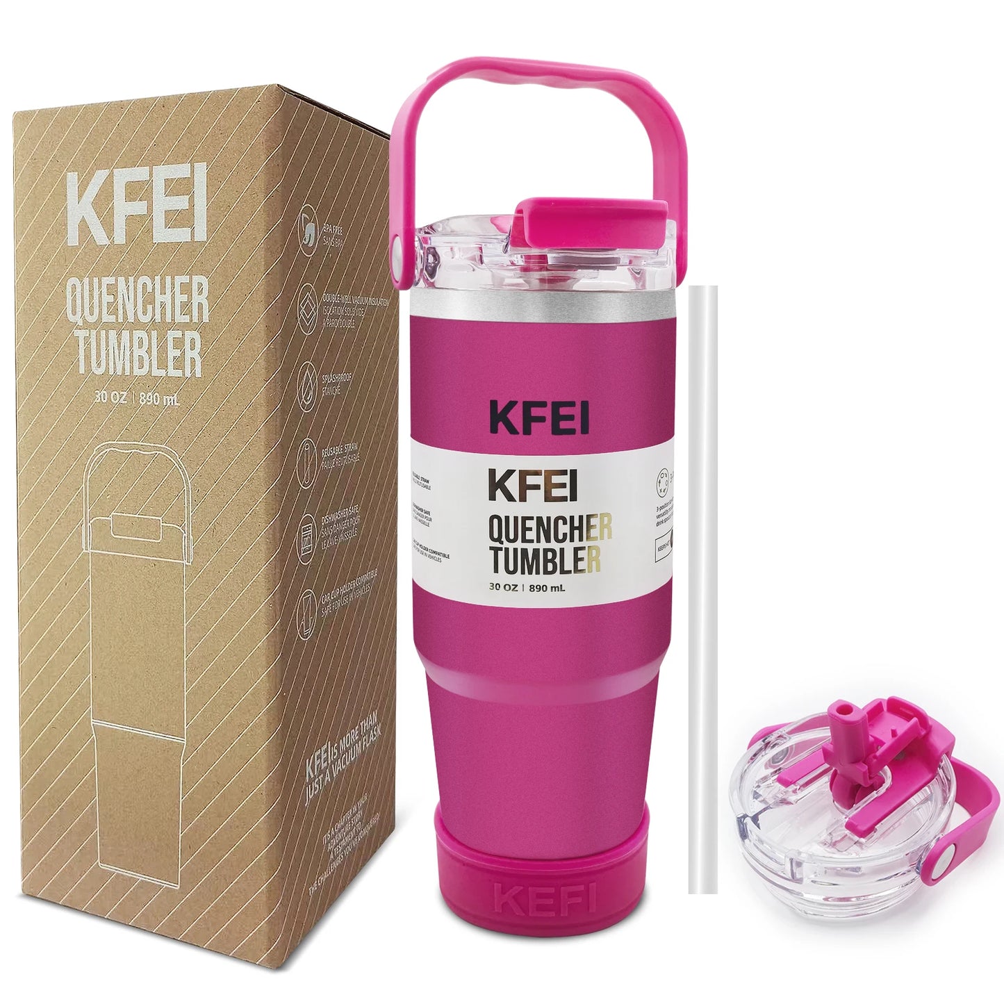 1PCS 30oz Solid Color Double Wall Stainless Tumbler, with Lid And Straw, Keep Warm 12h And Ice 24h, Insulated, Outdoor Stainless