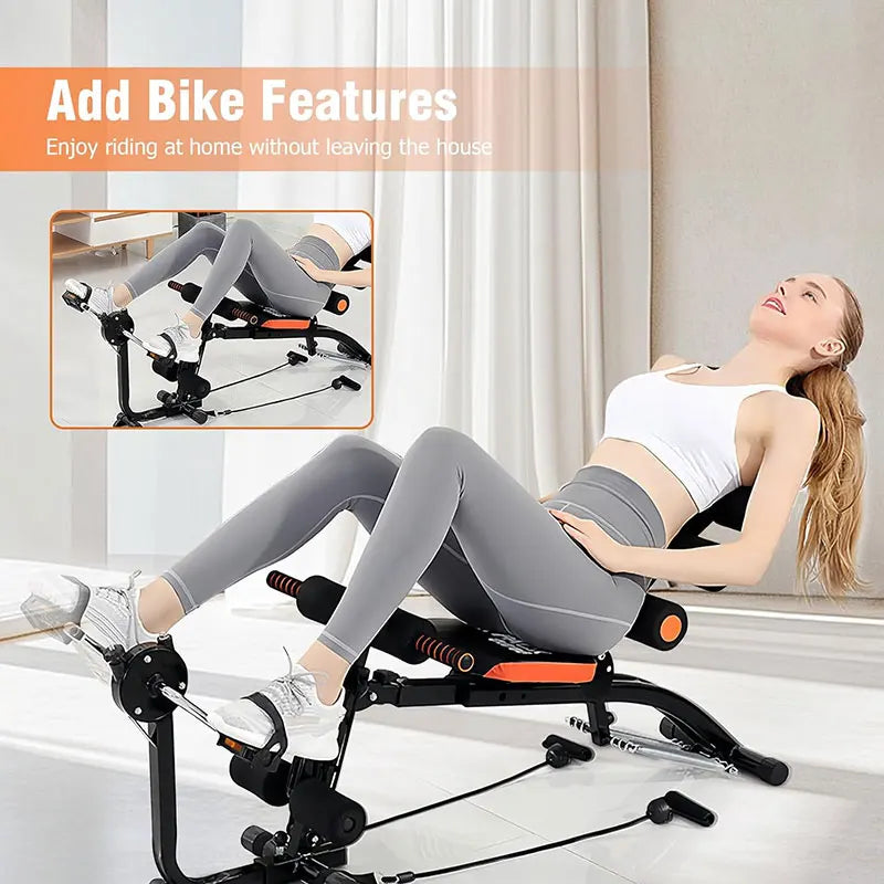 Foldable abdominal exercise bench，Adjustable sit-up machine with leg locking device Home gym core trainer, for training abdomina
