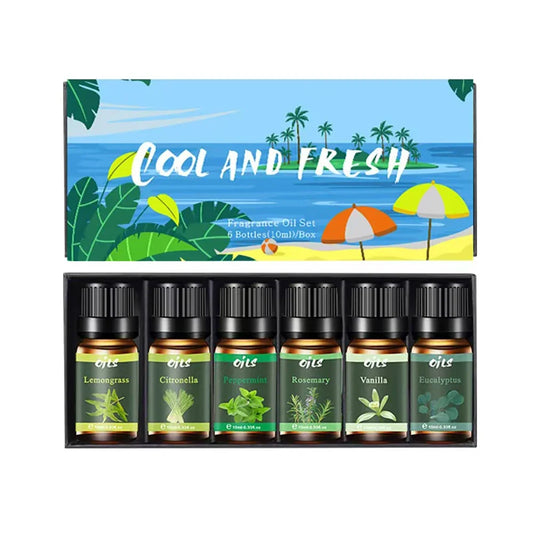 6-Piece Essential Oil Set with 6 Fragrance Options -Oils for Aromatherapy, Used For Diffuser Aroma Relax (Includes Eucalyptus,Va