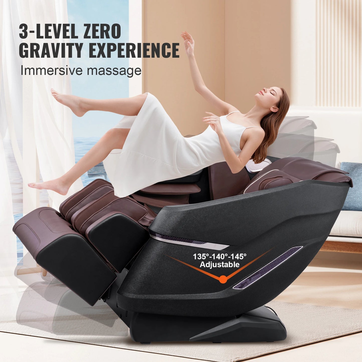 SucceBuy Massage Chair Full Body Zero Gravity Recliner with Multi Auto Modes 3D Shiatsu Heating Bluetooth Speaker Foot Roller