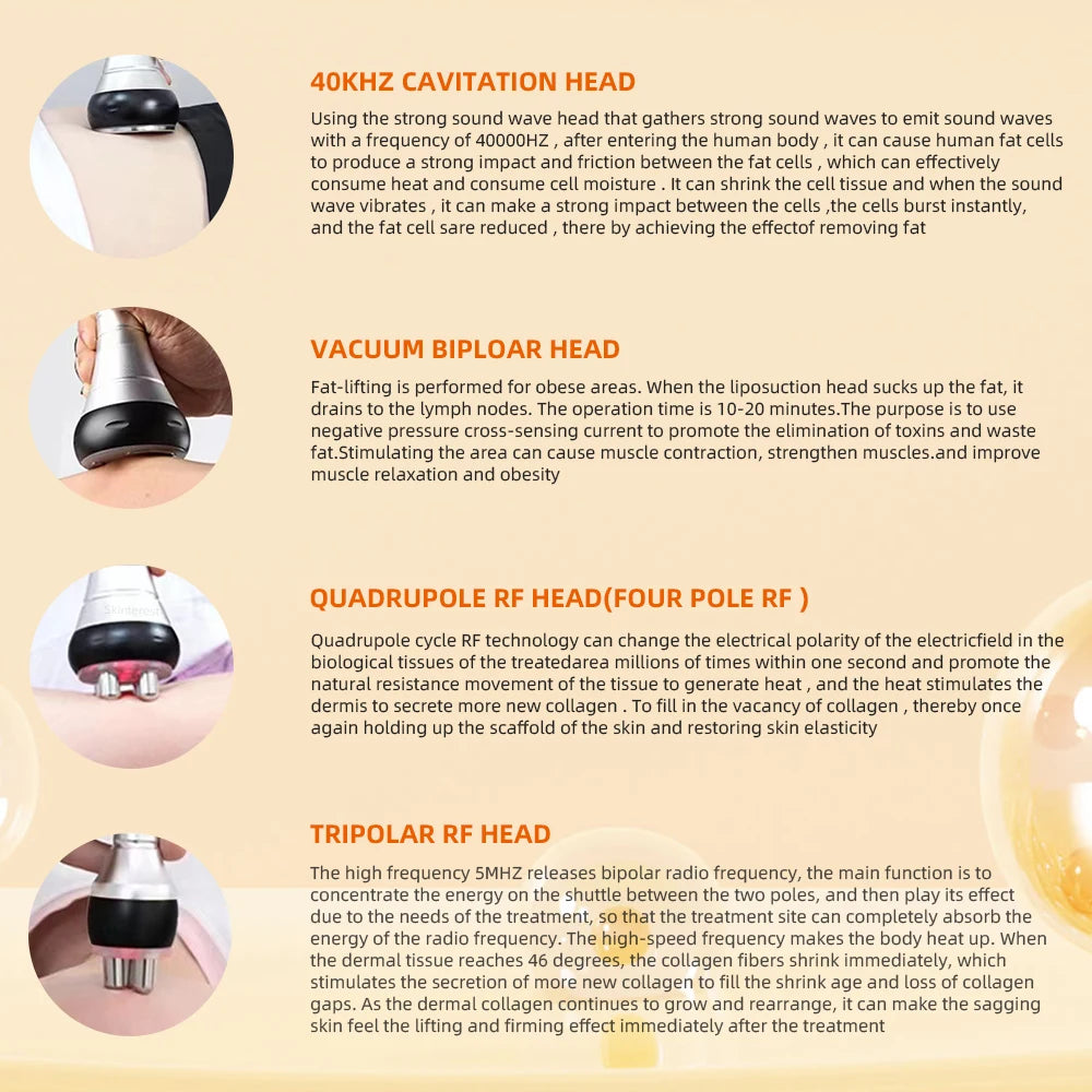 Nourishbel 4In1 40k Cavitation Ultrasonic Slimming Machine Body Care Vacuum Suction Anti-Wrinkle Rejuvenation Skin Lift Tighten
