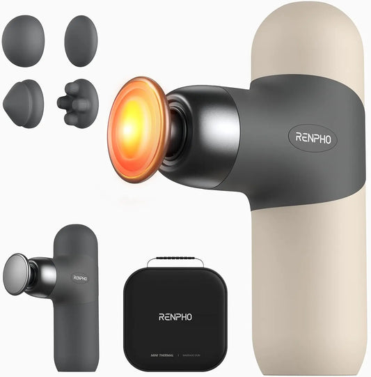 Mini Thermal Massage Gun with Heat, Portable Deep Tissue Percussion Massager for Women Men, Travel Size with Carry Case
