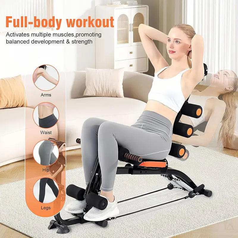 Foldable abdominal exercise bench，Adjustable sit-up machine with leg locking device Home gym core trainer, for training abdomina