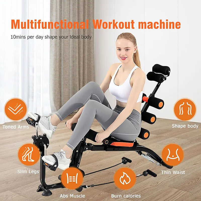 Foldable abdominal exercise bench，Adjustable sit-up machine with leg locking device Home gym core trainer, for training abdomina