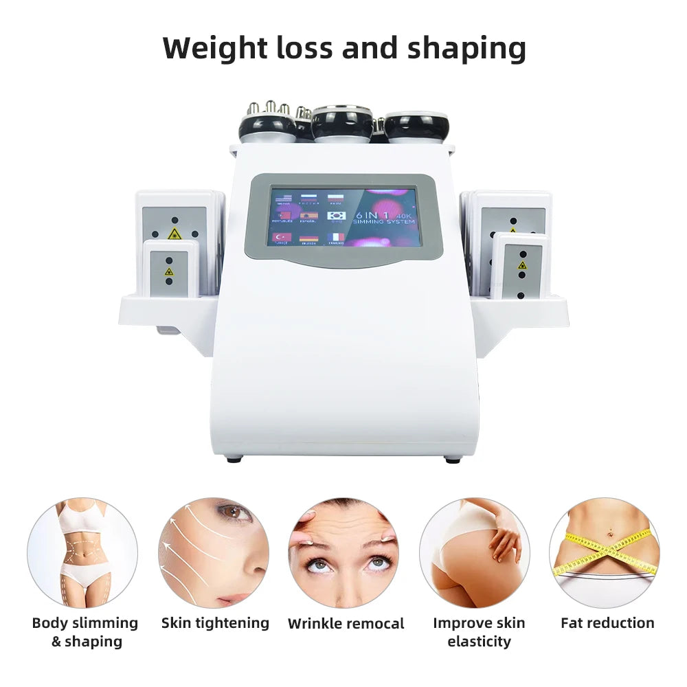 6 In 1 40K Ultrasonic Cavitation Machine Weight Loss Skin Lift Tightening Vacuum Lipo KIM8 Body Slimming Machine Body Shaping